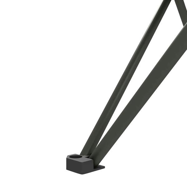Folding camping table leg with black rubber foot pad
