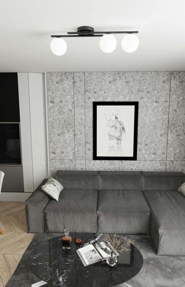 Emibig KAIRO Ceiling lamp 3 x E14 Black with White Shade