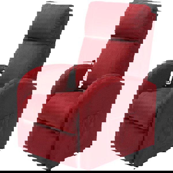 Single Motor Rise and Recline Lounge Chair - Red Coloured Micro Fibre Material Loops