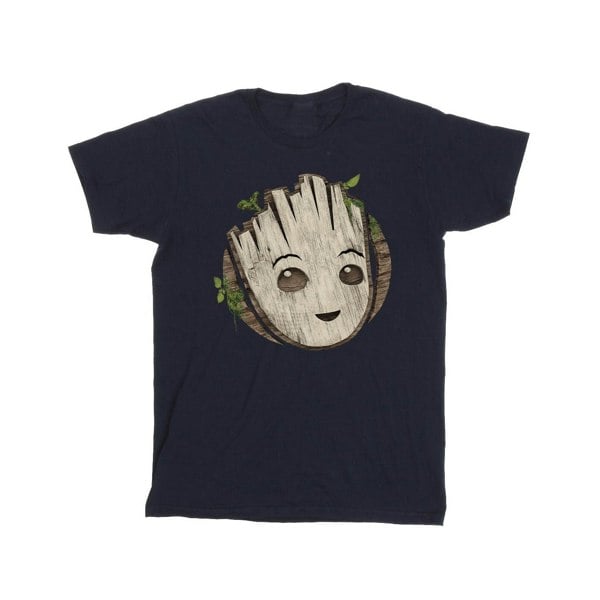 Marvel Mens I Am Groot Wooden Head T-Shirt - Navy Blue