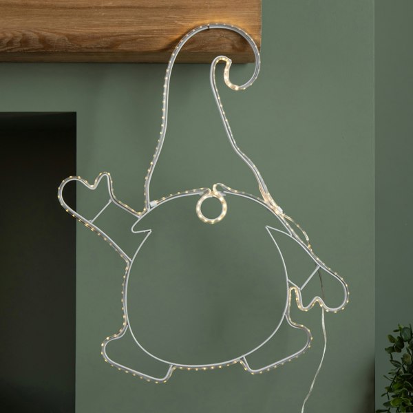 Samuel Alexander 46cm Light up Hanging Christmas Gonk Silhouette with 205 Warm White LEDs