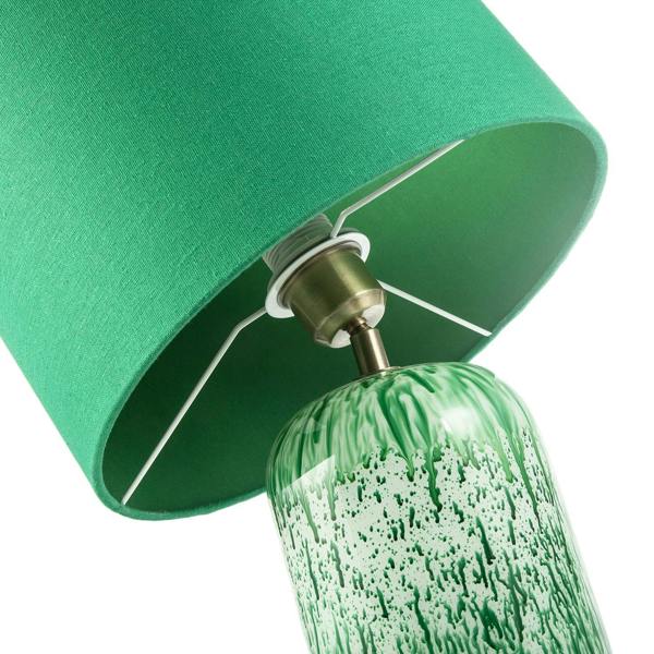 Modern Emerald Green Marble Drip Snowflake Glass Table Lamp with Shade Image 4
