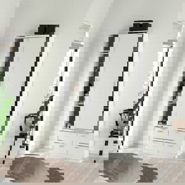 Furniture To Go Line Wardrobe with 2 Sliding Doors and 4 Drawers, White