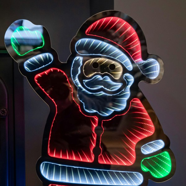 Samuel Alexander 60cm Light up Waving Santa Christmas Infinity Decoration with Multi-Coloured LEDs