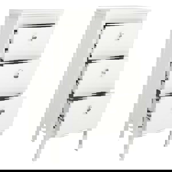 Furniture To Go Madrid Bedside Table 3 Drawers in White