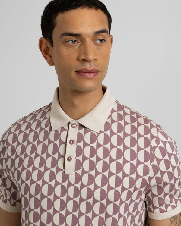 Steel & Jelly Curzon - Two-Tone Button Circle Print Polo Shirt