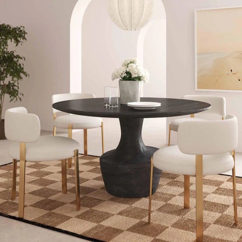 Furniture Edit Gevra Black Acacia & Faux Plaster Dining Table