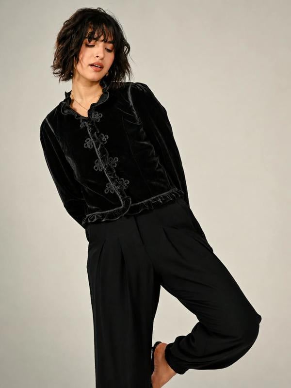 Rose & Nancy Adeline Velvet Military Jacket