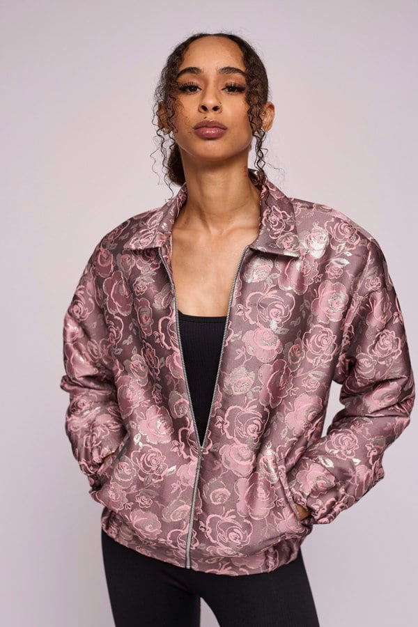 Isha's Timeless collection Dusky Silvery Flora Bomber Jacket