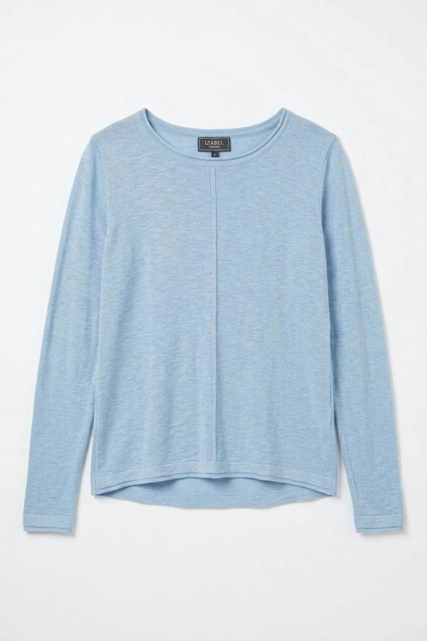 Blue | Long Sleeve Relaxed Lightweight Knit Top
