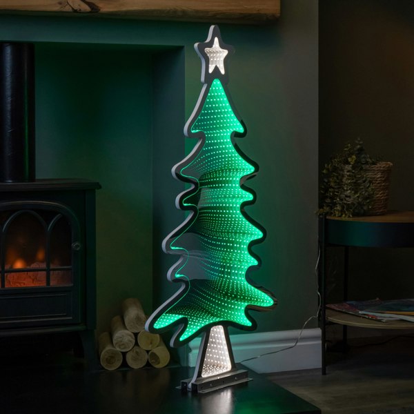 Samuel Alexander 95cm Infinity Light up Christmas Tree Decoration with Green LEDs on Metal Base