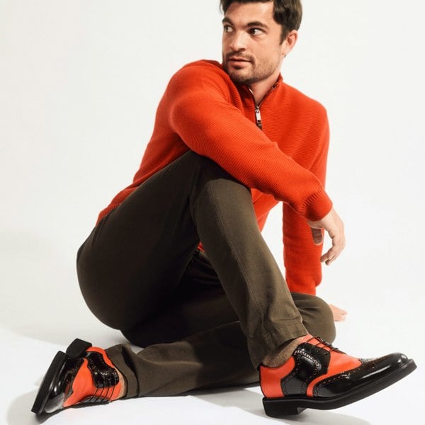 Embassy London The Nightfall - Orange & Black - Mens Leather Brogue Shoe