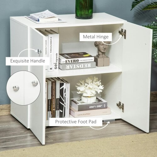 Wyld Haus Cosofi White Wood Freestanding Storage Cabinet 2 Doors 2 Shelves