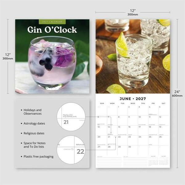Gin O'Clock Calendar 2027, Wall Calendars, Month To View, Lifestyle, Gift