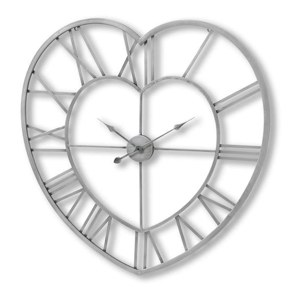 Hill Interiors Metal Frame Heart Clock - Silver - 