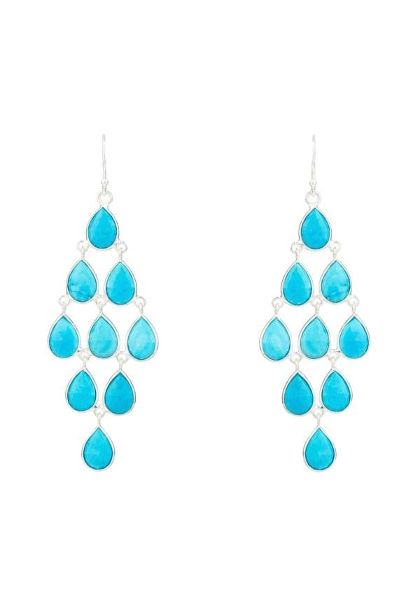 Erviola Gemstone Cascade Earrings Silver Turquoise - LATELITA Earrings