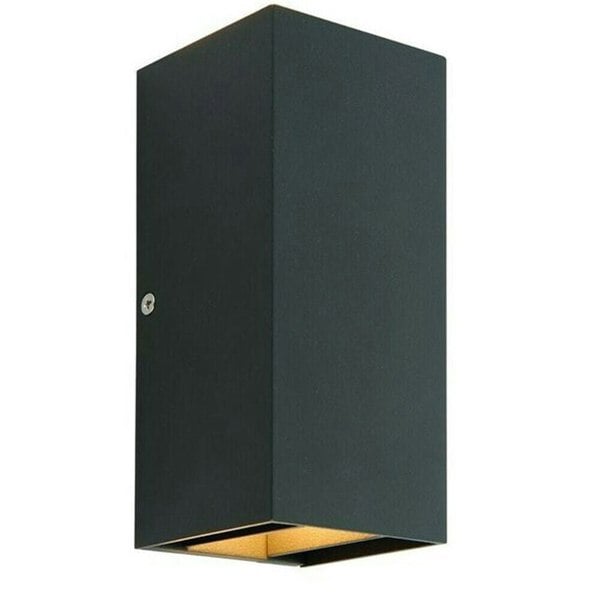 IP44 Outdoor Up & Down Wall Light Matt Black Porch Box Lantern 5W Cool White LED Loops