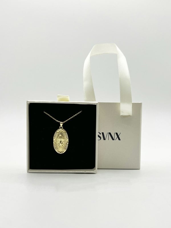 SVNX Virgin Mary Pendant Necklace in Gold Colour