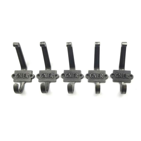 Antique Cast Iron GNER Railway Coat Hook - Pack of 5