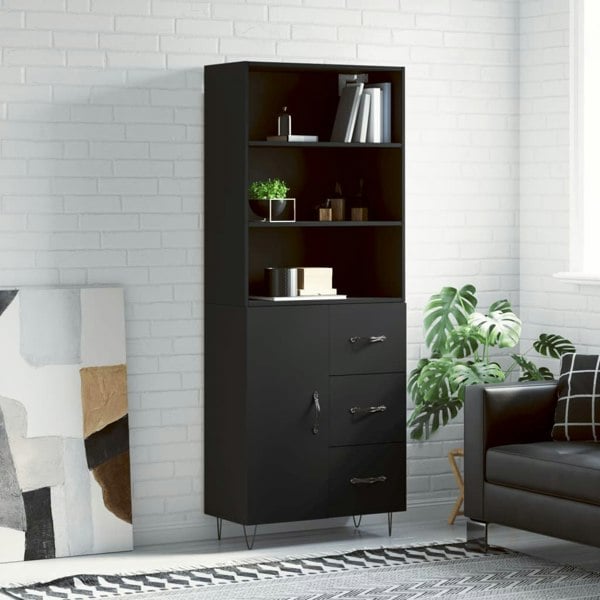 Berkfield Highboard Black 69.5x34x180 cm Engineered Wood