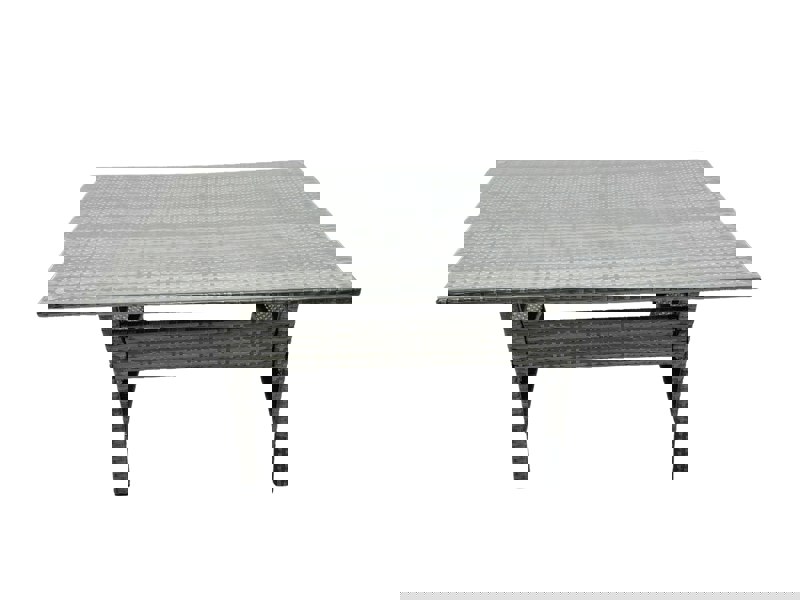 Fimous Outdoor Dining Table Sofa Set with Side Table Big Footstool Garden Furniture Set Dark Grey Mixed