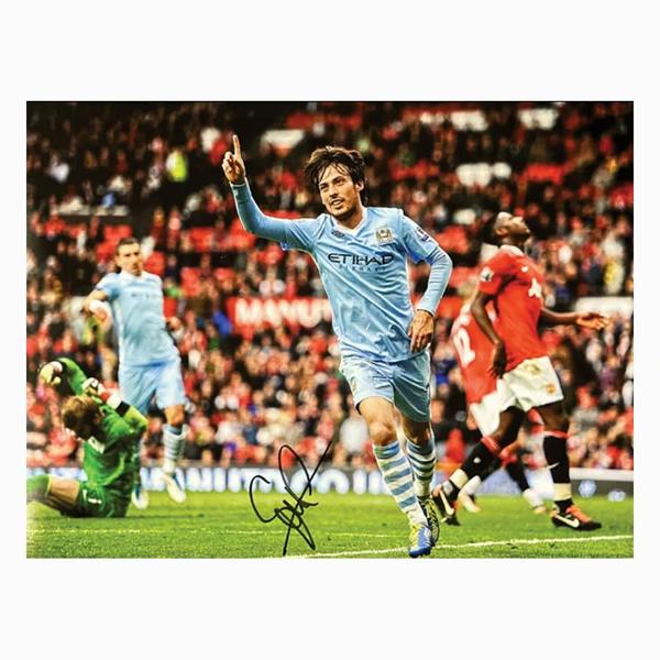 David Silva signed 6-1 goal photo — Unframed