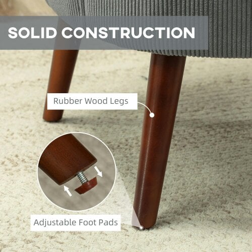 Wyld Haus Zile Corduroy Light Grey Retro Style Accent Chair Angled Legs