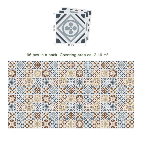 WT1504 - Azulejo Tiles Wall Stickers - 15 cm x 15 cm - 24 pcs.