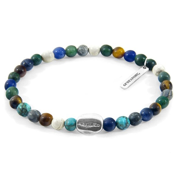 Anchor & Crew Multicoloured Multi-Gem GUSTATORY Coffee Bean Silver and Stone Bracelet