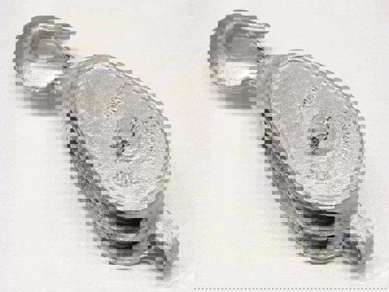 1 Ton 5" GMI Double Block With Swivel Hook Galvanised - 18MM Fibre Rope Safety Lifting