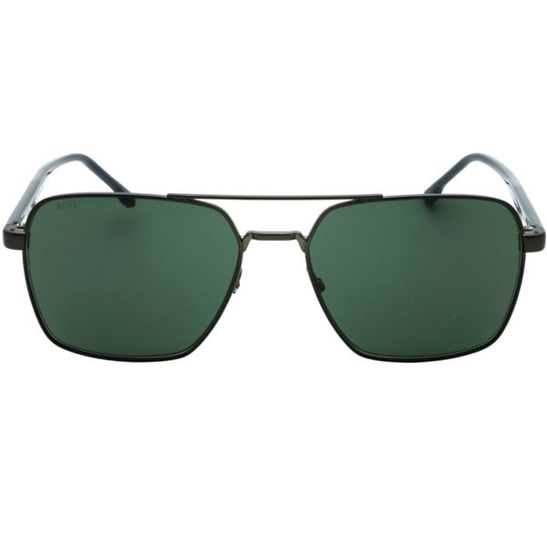 Hugo Boss Green Lens Matte Ruthenium Black Sunglasses One Size