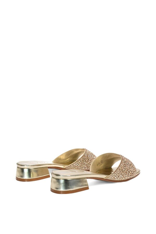 XY LONDON Low Heel Sandal Mules With Diamante Details