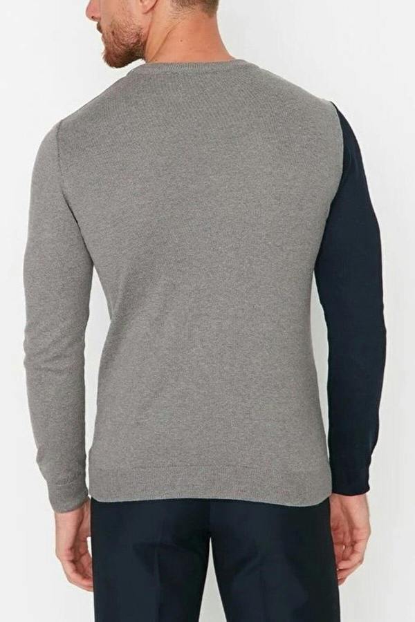 WOVCOR Crew Neck Color Block Knit Men's Sweater