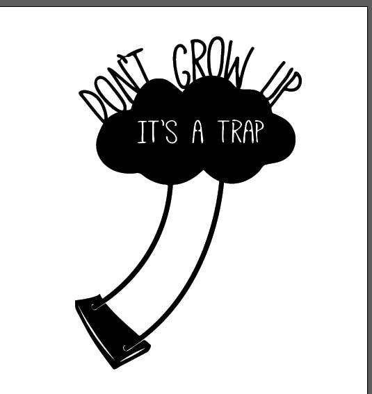 Decortie Modern Metal Wall Art "Don't Grow Up" Home Ornament Decorative Minimalist Design Hanging Wall Sculpture, Black