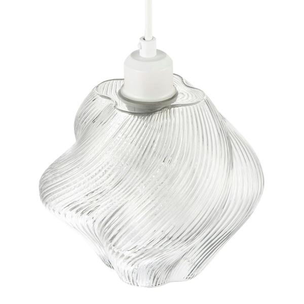 Modern Clear Twisted Glass Pendant Light Shade with Etched Grooves Image 3