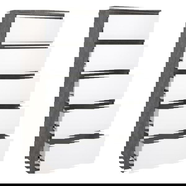 Furniture To Go Naia Chest of 5 Drawers in Concrete and White High Gloss