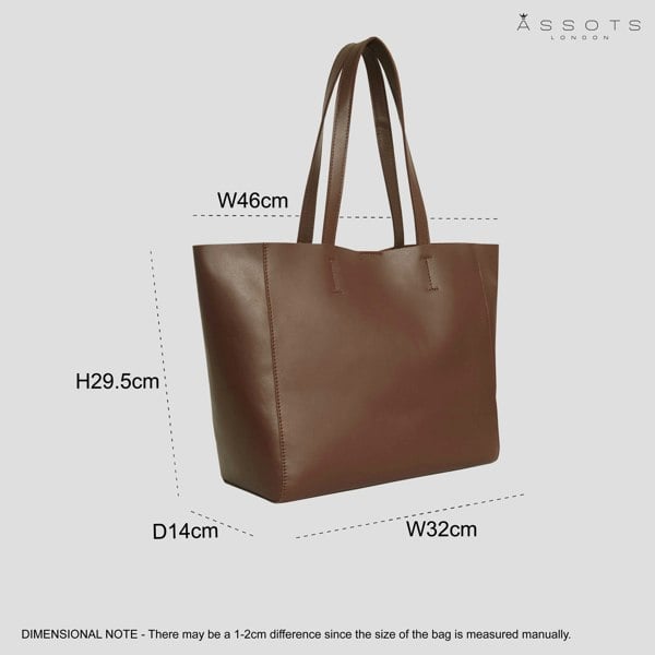 Assots London 'ABINGDON' Tan Real Leather Designer Tote Bag