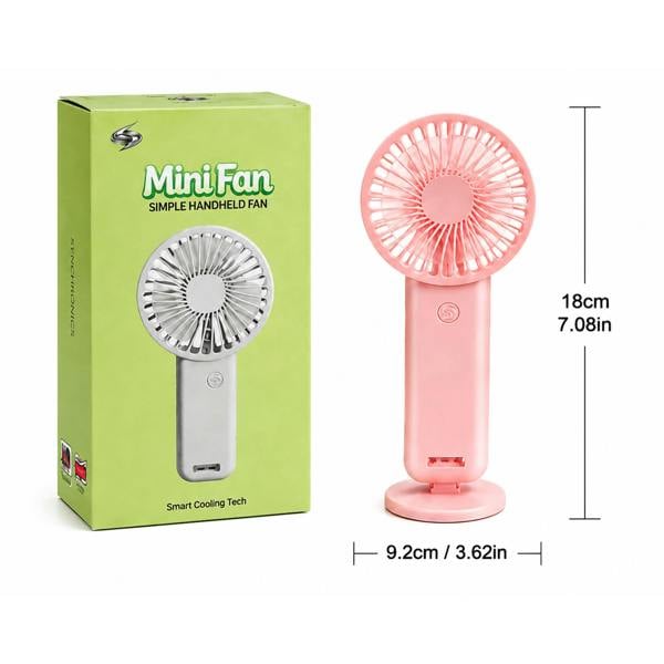 Dyzi Mini Rechargeable Handheld Fan 3 Speed USB Pink