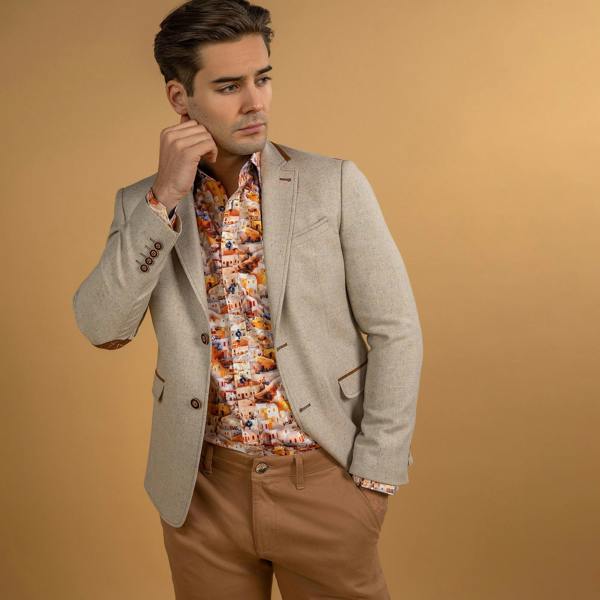 SIGNATURE EQUESTRIAN JACKET WITH SANTORINI LINING - Premium Men's Patterned Shirt by Claudio Lugli | Bold Design, Tailored Fit, Best Printed Shirts