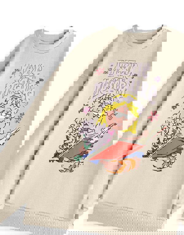 Disney Lizzie Mcguire Womens Beige Book Sweatshirt