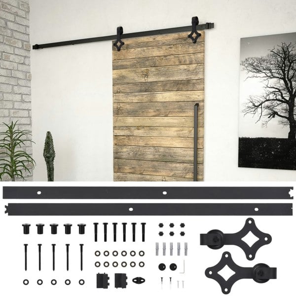Berkfield Sliding Door SKIEN Hardware Kit 200 cm Steel Black