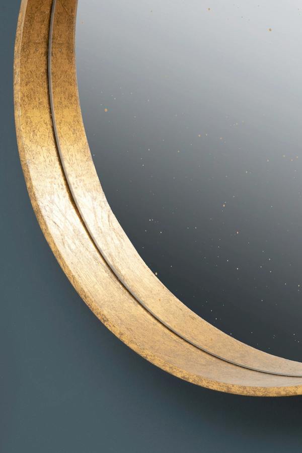 Interiors by Premier Colton Round Wall Mirror with Antique Gold Frame