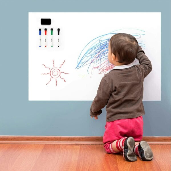 Dyzi 60 x 90cm Magnetic Whiteboard with 4 Dry Erase Pens and Eraser