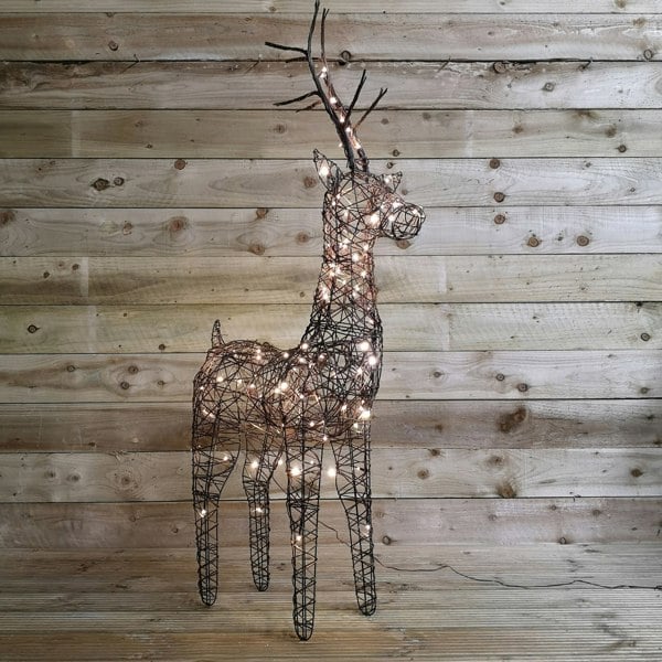 Samuel Alexander 1m (53") Brown Outdoor Standing Wicker Reindeer Decoration With LED Lights