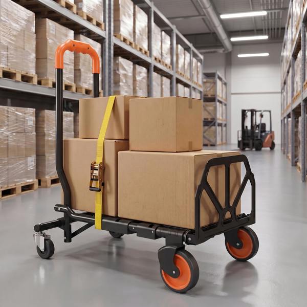 HOMCOM Multi-Purpose Foldable Trolley, Black and Orange