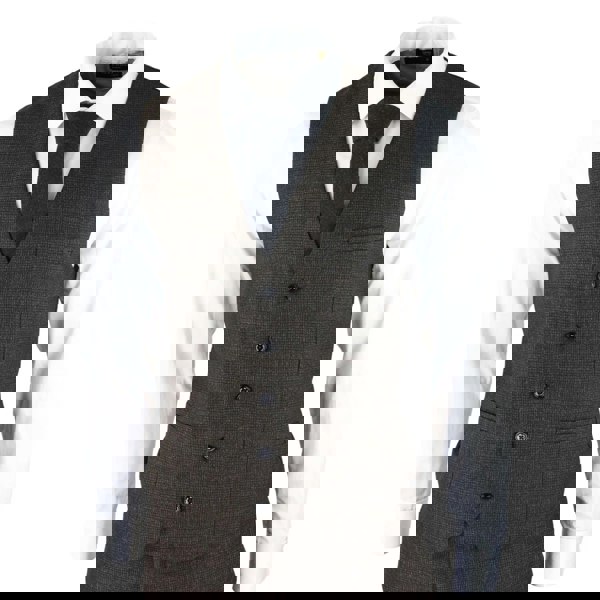 House Of Cavani Caridi - Men's 3 Piece Brown Check Suit Tweed Classic Wedding