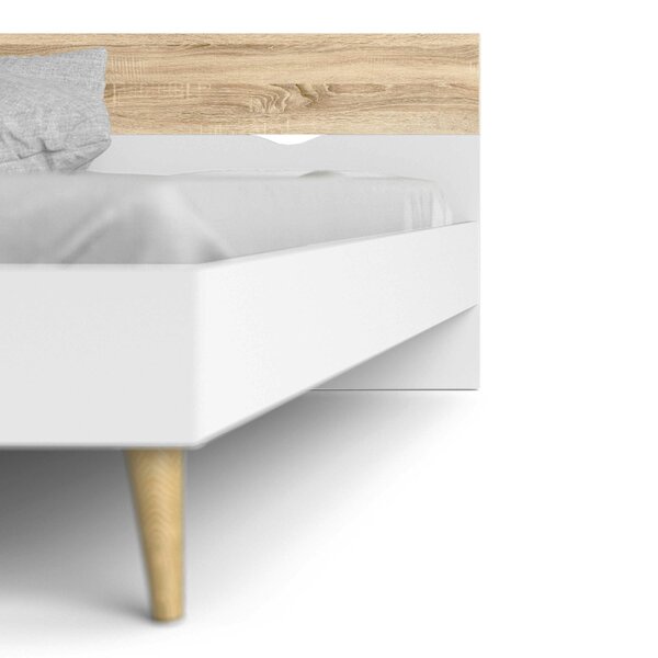 Wyld Haus Sapporo 4ft6 Double Bed Frame White and Natural Oak Wood Effect