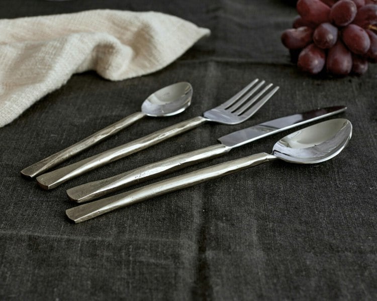 Silver Stainless Steel Rustic Cutlery Set What a Host Home