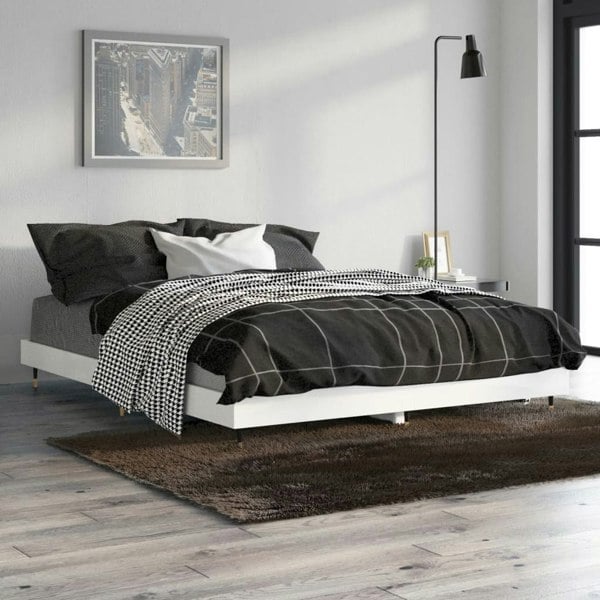 Berkfield Bed Frame High Gloss White 140x190 cm Engineered Wood