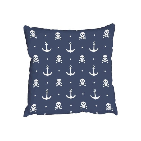 Benjamin Tate Design Nautical pattern with anchors and skull (Outdoor Cushion)